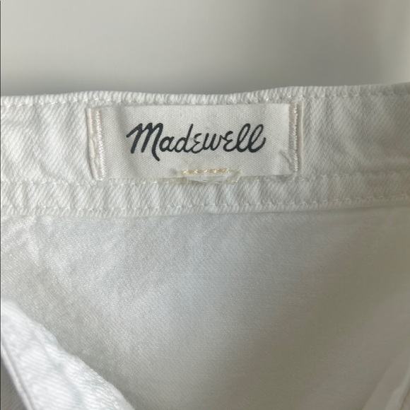 Madewell White Denim Square Neck Button Down Mini Dress | L - Picture 6 of 8